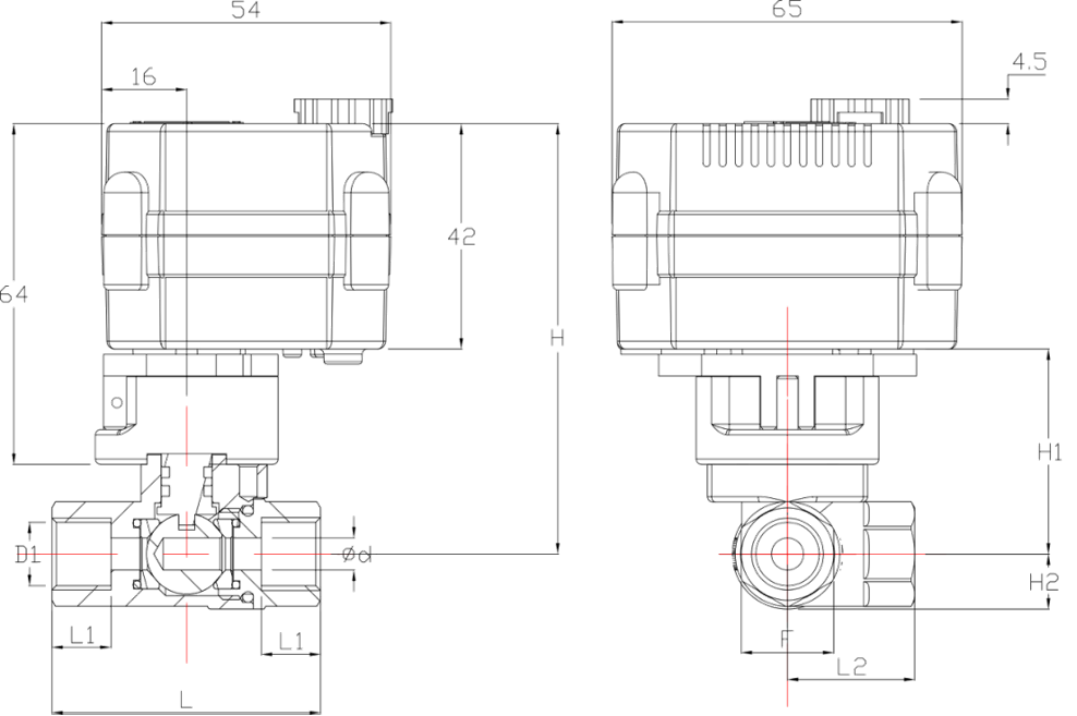 3-way electric motorized brass ball valve for water flow control
