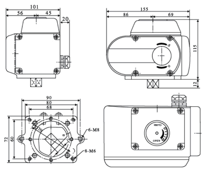Industrial Stainless steel electric ball valve with electric actuator