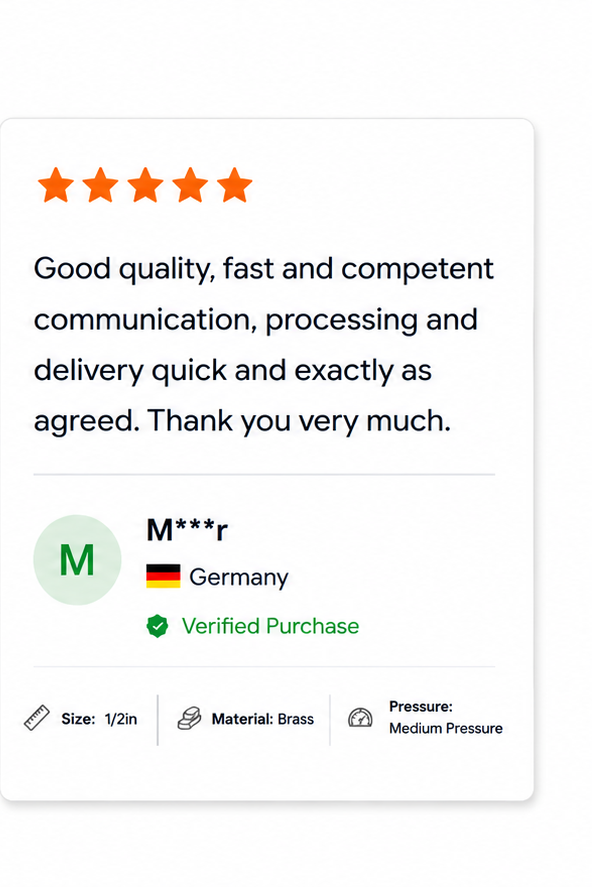 Customer review from Germany on motorized ball valve service and delivery