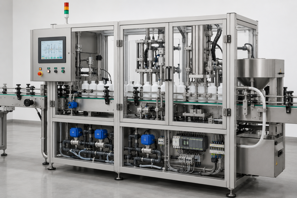 Electric ball valves integrated into industrial automation equipment and production systems