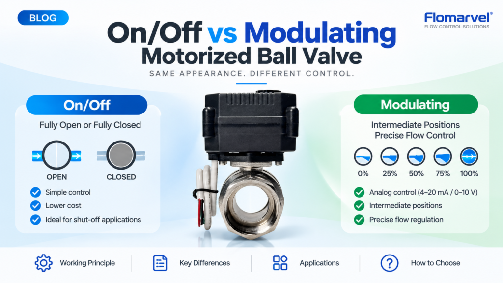 On/Off vs modulating motorized ball valve control comparison